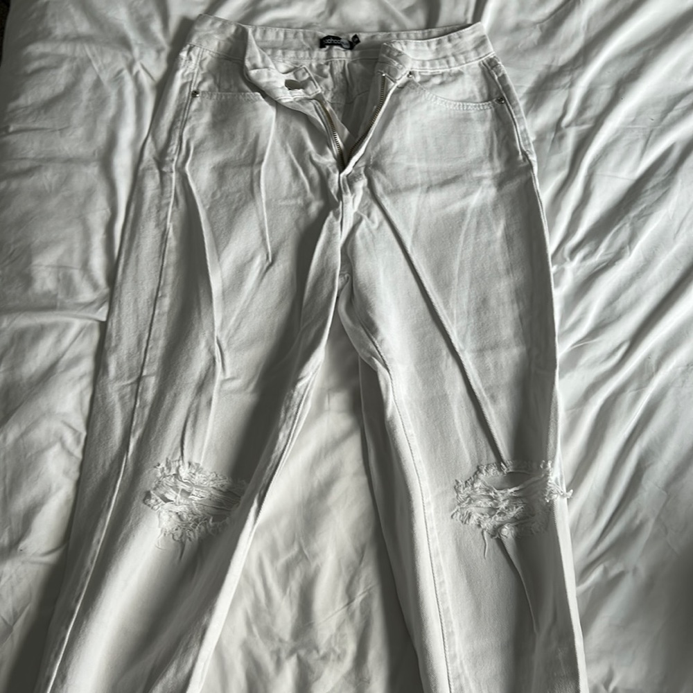 BooHoo White Ripped Jeans